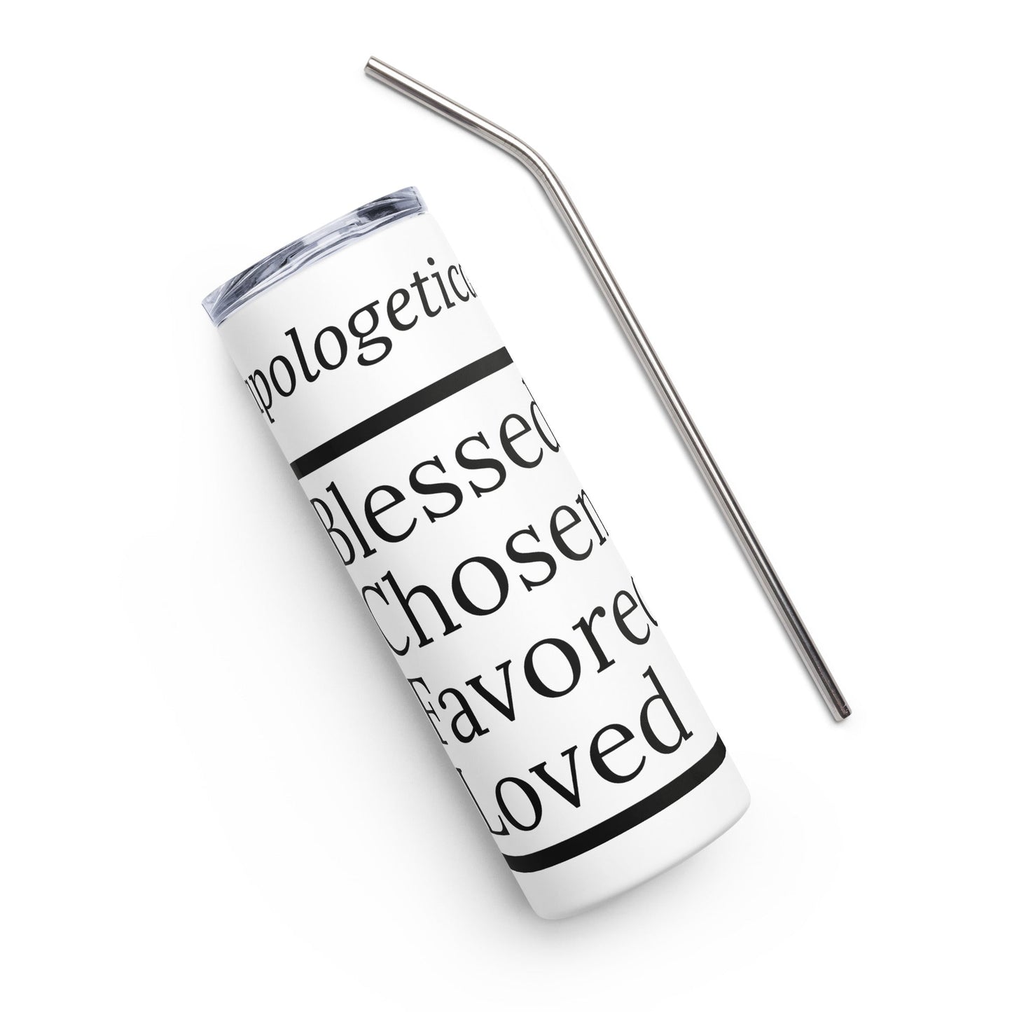 Unapologetic inspirational stainless steel tumbler - WhiteBlack