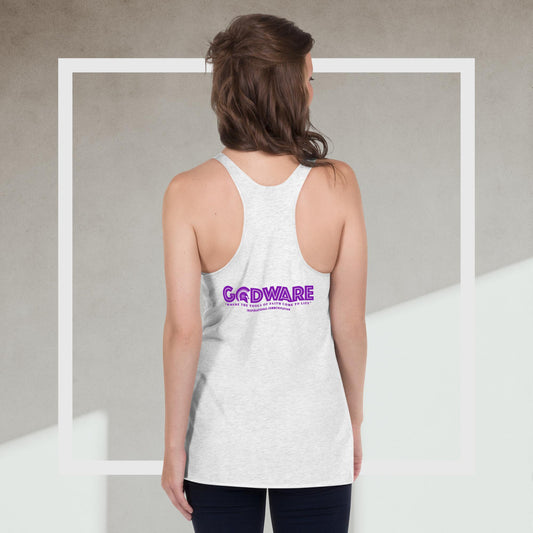 Dear God Women's Racerback Tank - Purple Print