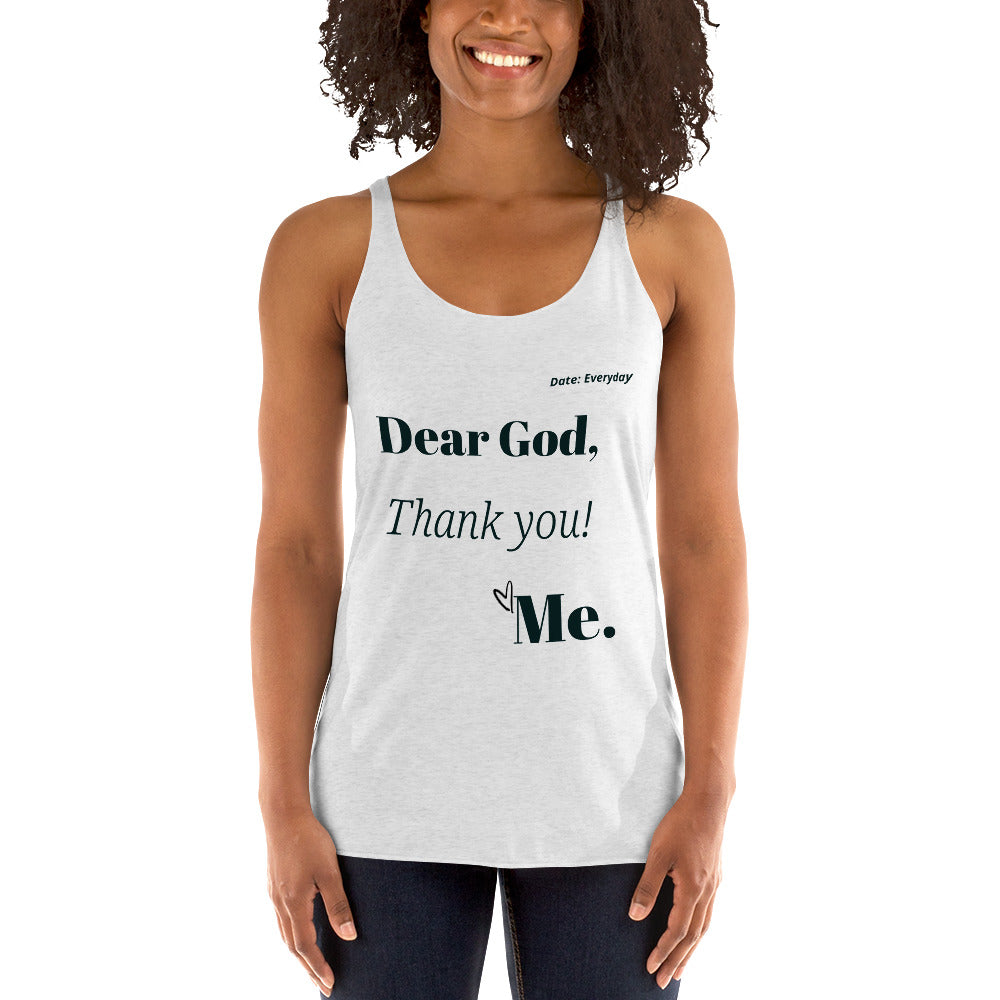 Dear God Women's Racerback Tank - Black Print