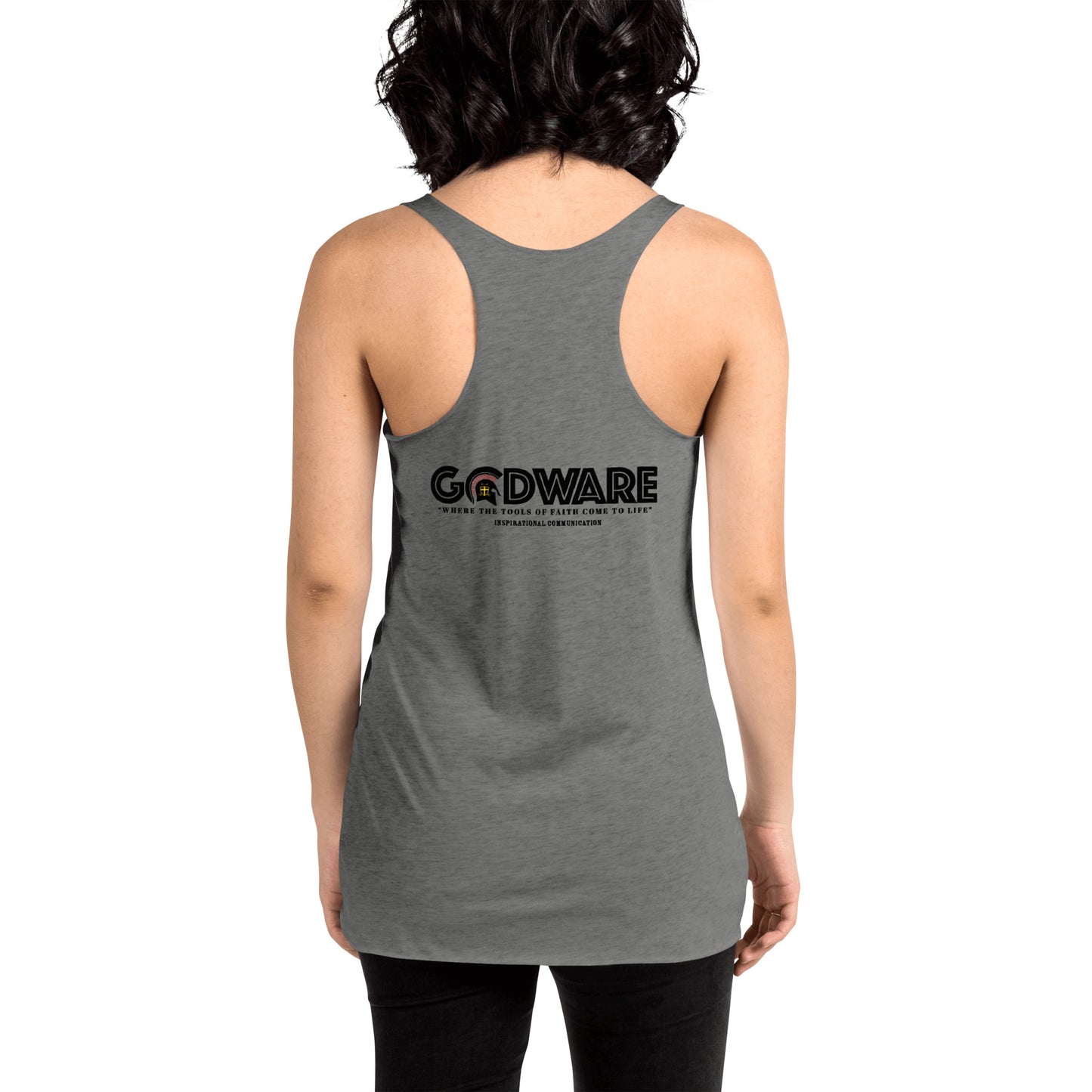 Dear God Women's Racerback Tank - Black Print