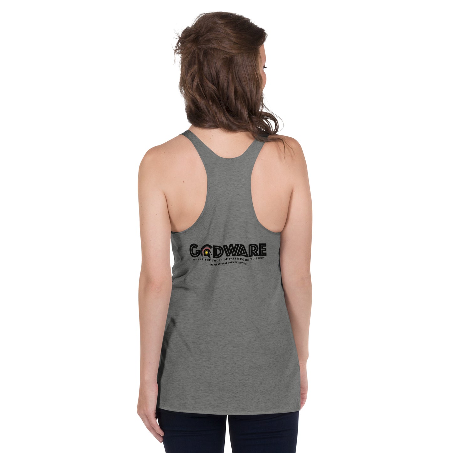 Dear God Women's Racerback Tank - Black Print