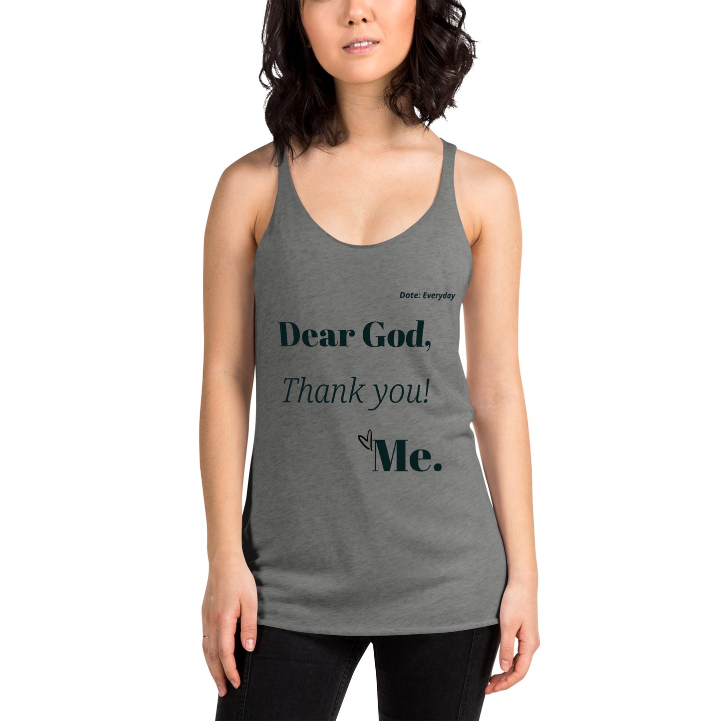 Dear God Women's Racerback Tank - Black Print