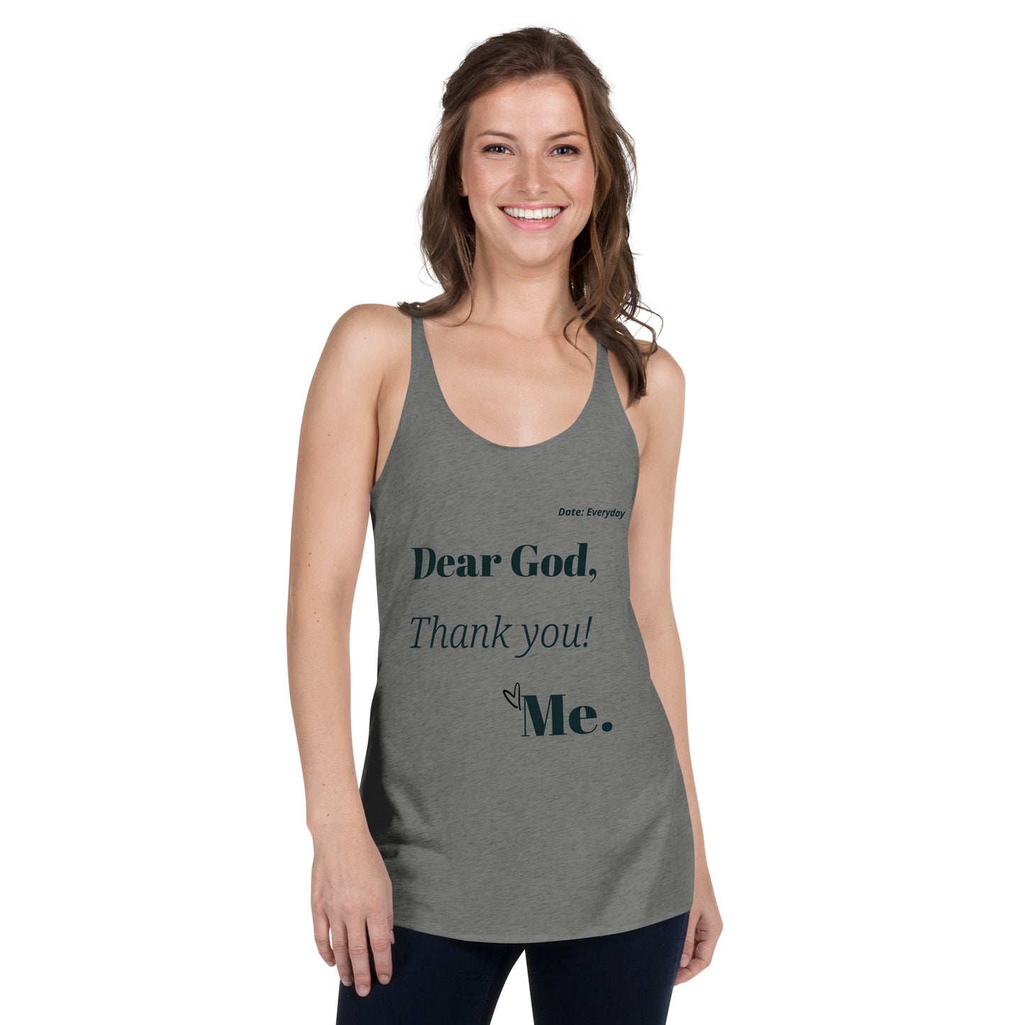 Dear God Women's Racerback Tank - Black Print