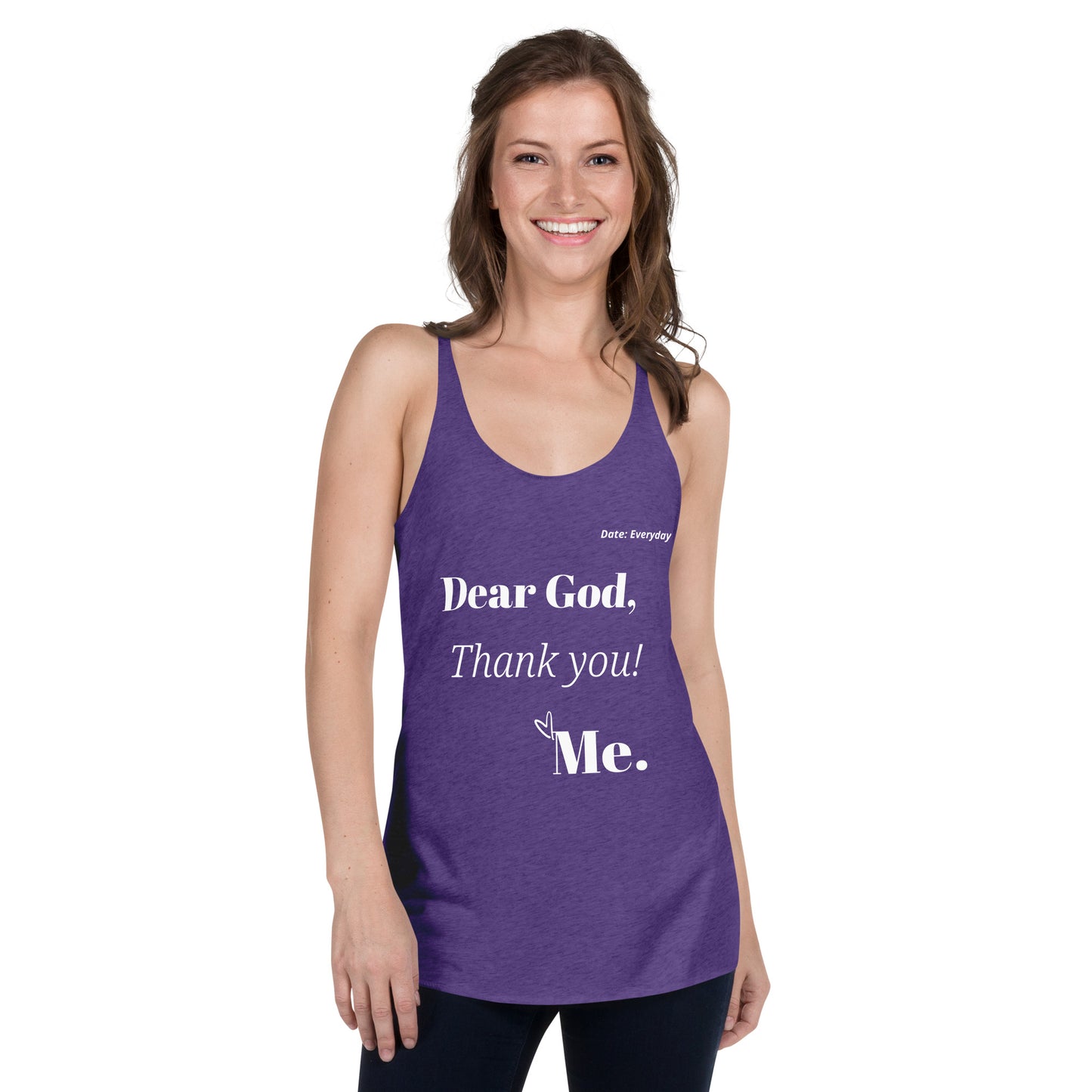 Dear God Women's Racerback Tank - White Print