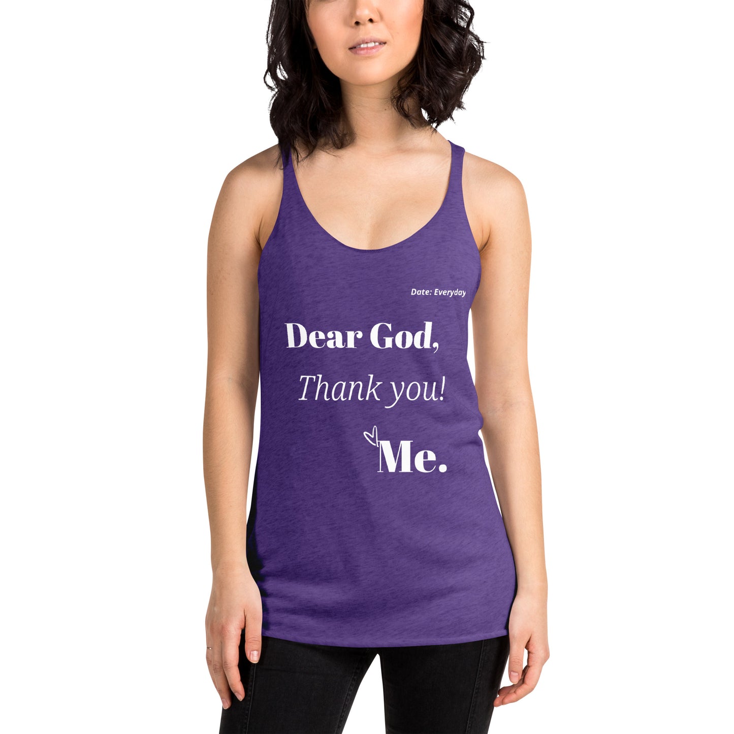 Dear God Women's Racerback Tank - White Print