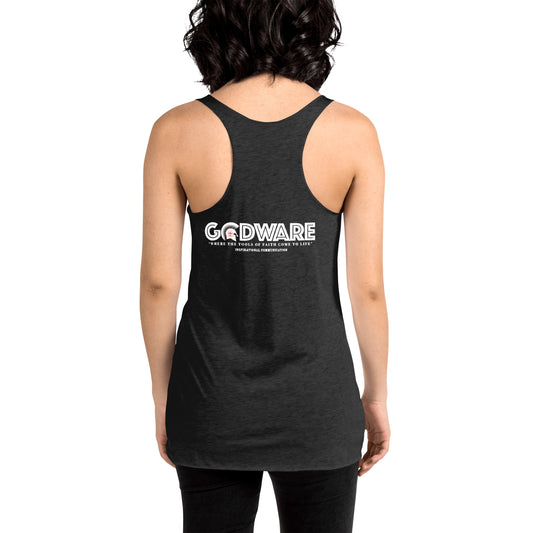 Dear God Women's Racerback Tank - White Print