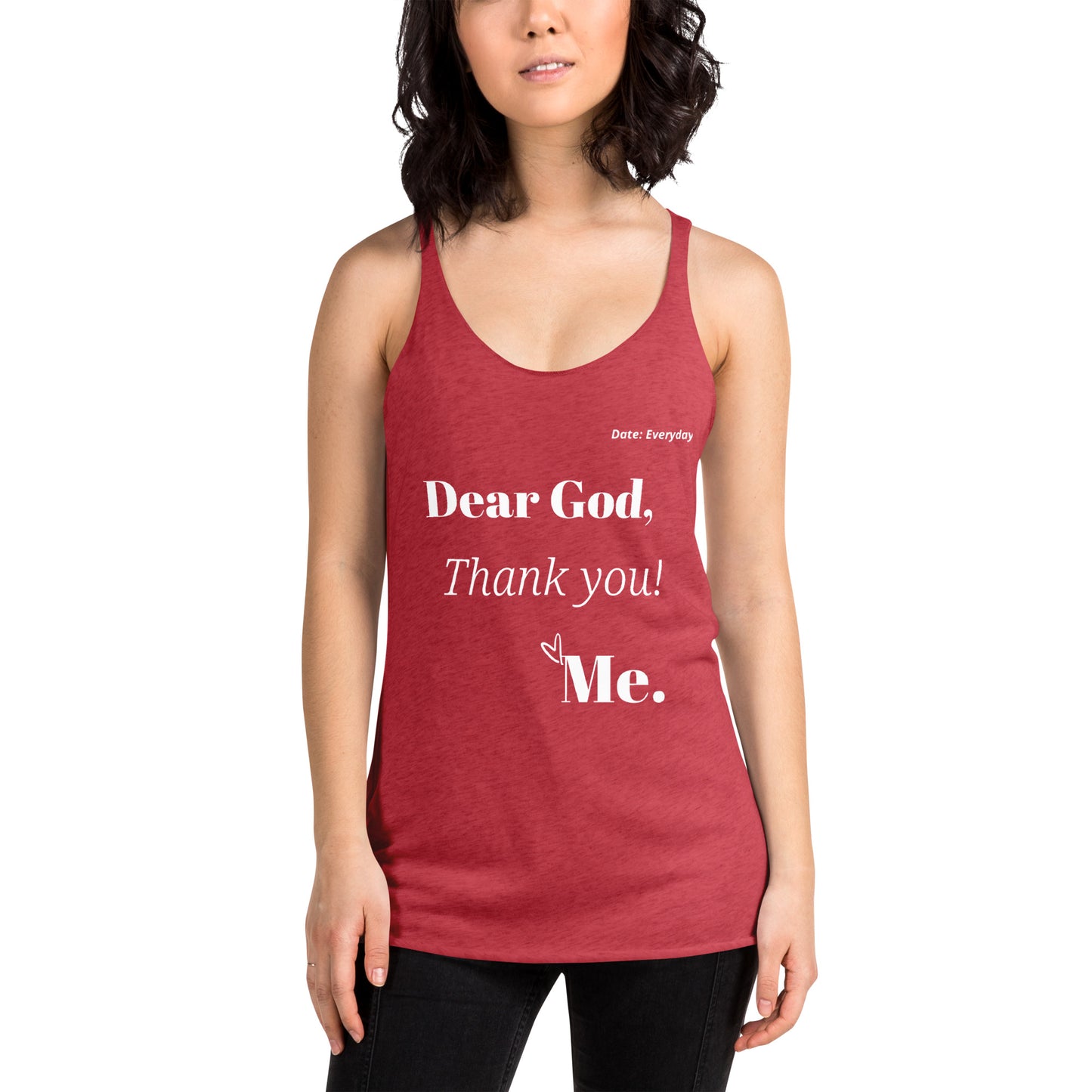 Dear God Women's Racerback Tank - White Print