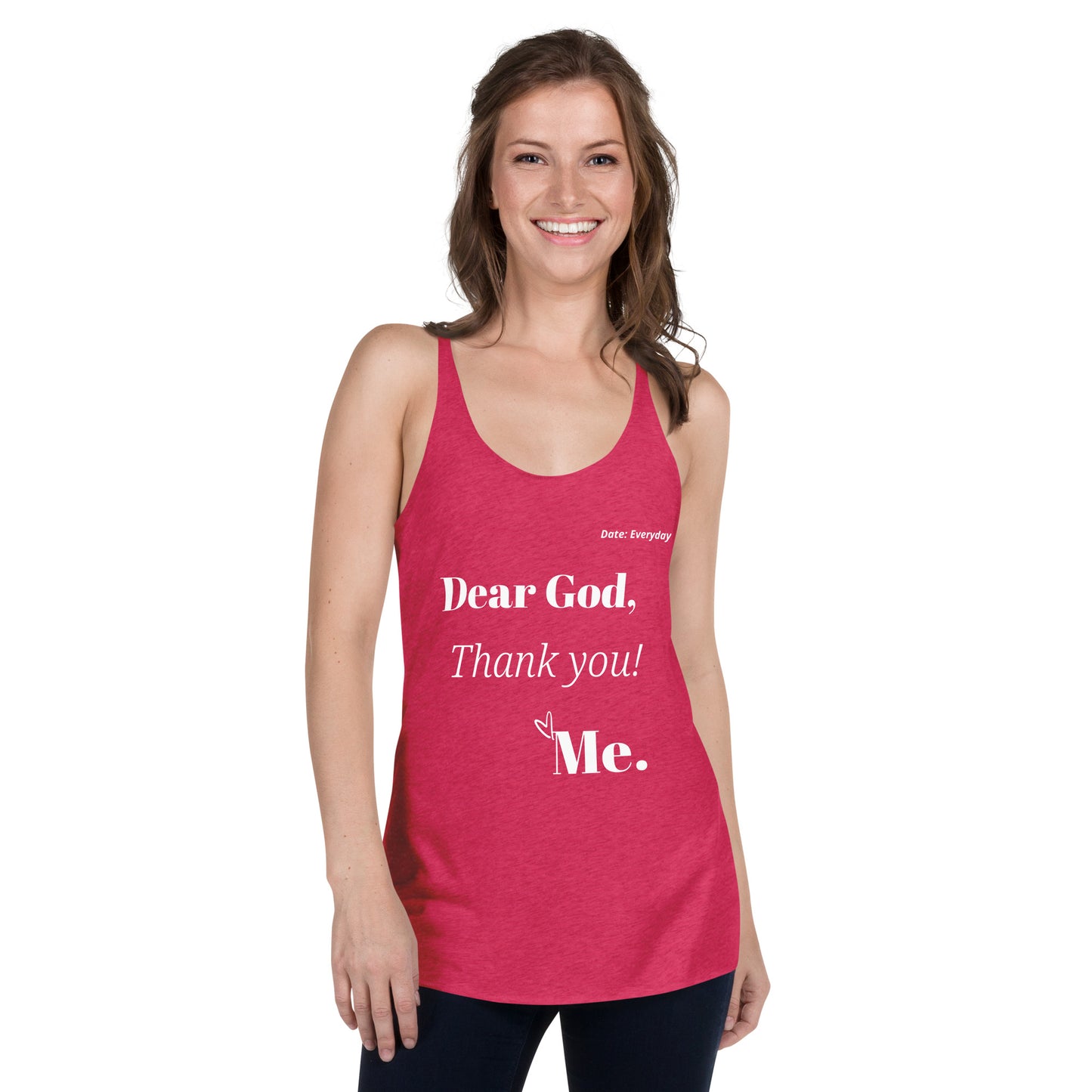 Dear God Women's Racerback Tank - White Print