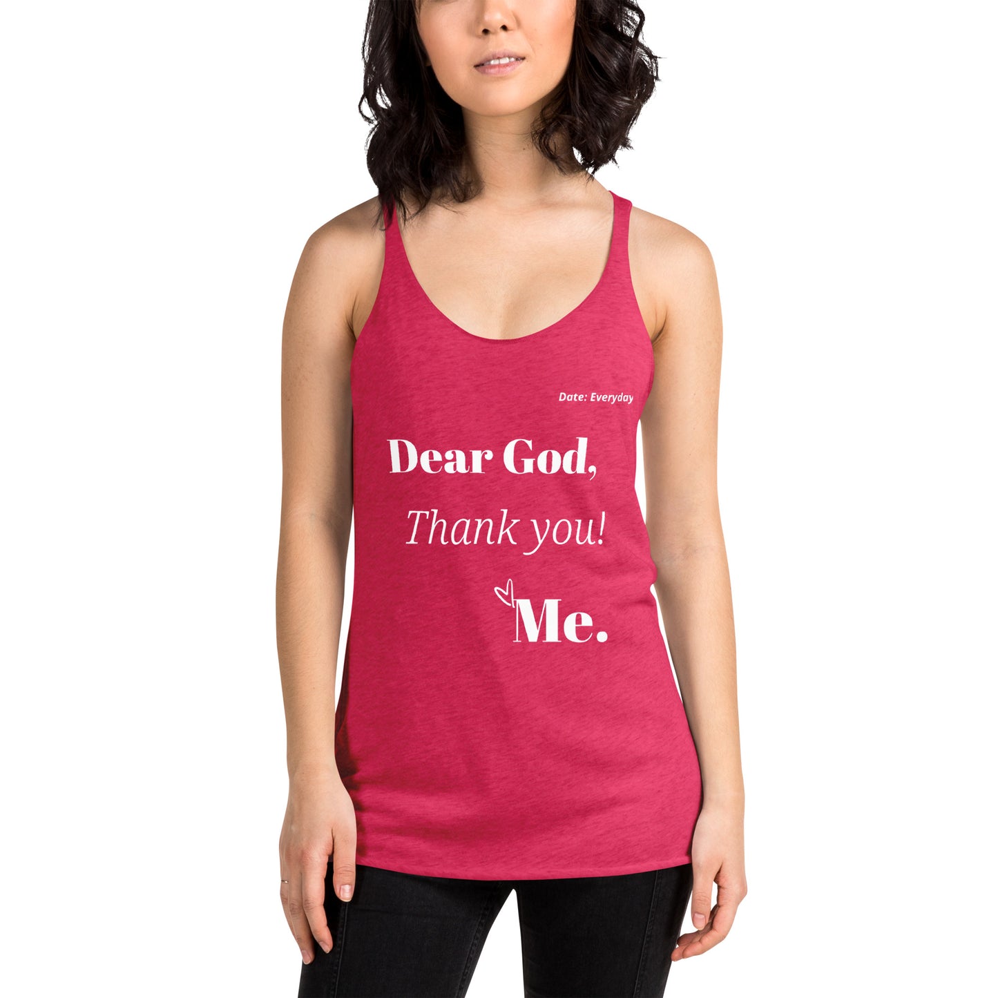 Dear God Women's Racerback Tank - White Print