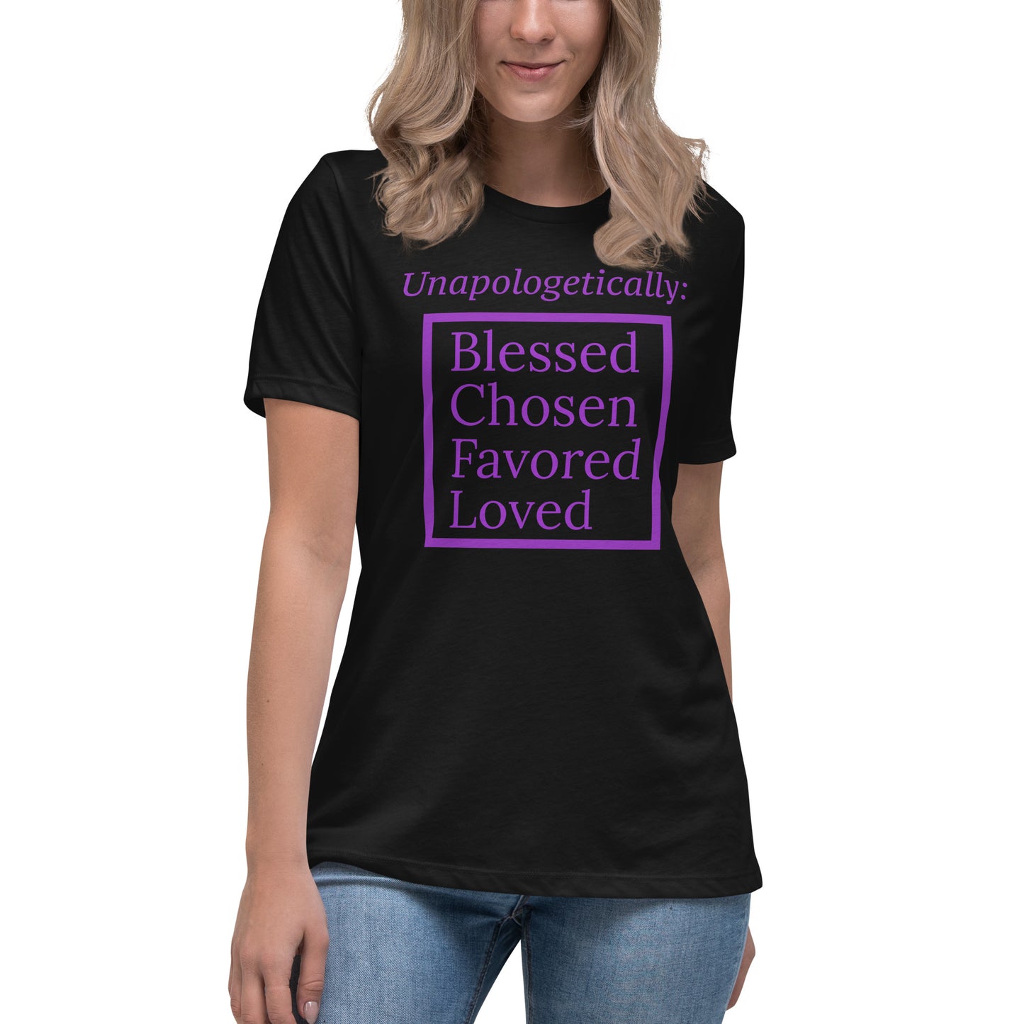 Unapologetic Relaxed Cotton T-Shirt (women) - Purple print