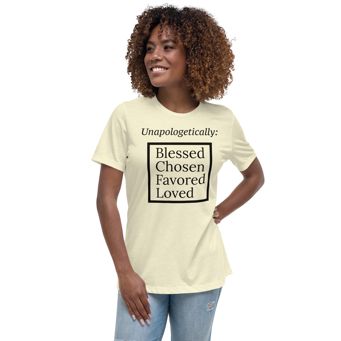 Unapologetic Women's Relaxed Cotton Tee (Black print)