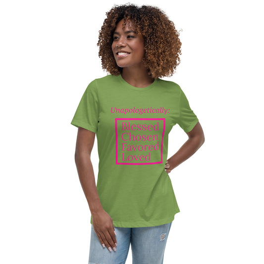 Unapologetic Women's Relaxed Cotton Tee (Pink print)