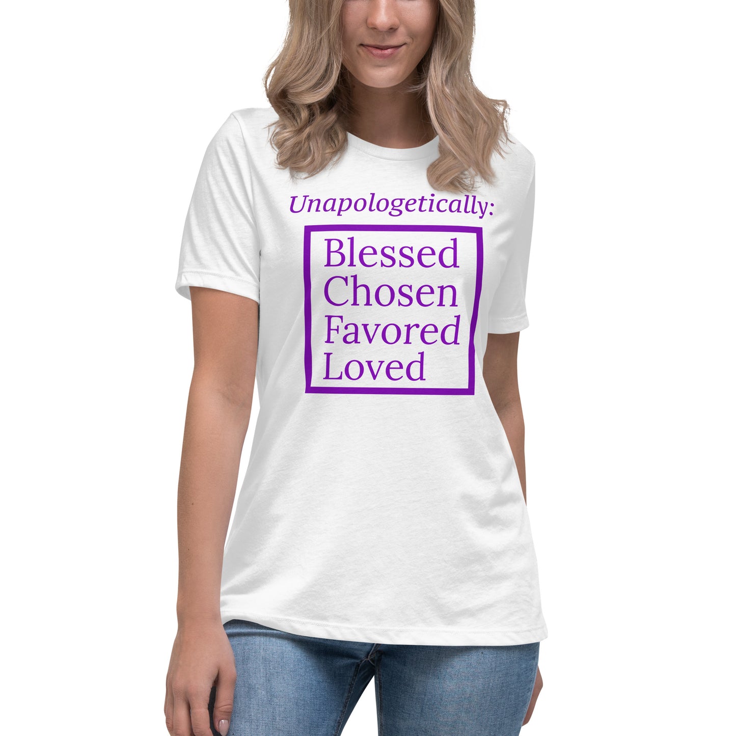 Unapologetic Women's Relaxed Cotton Tee (Purple print)