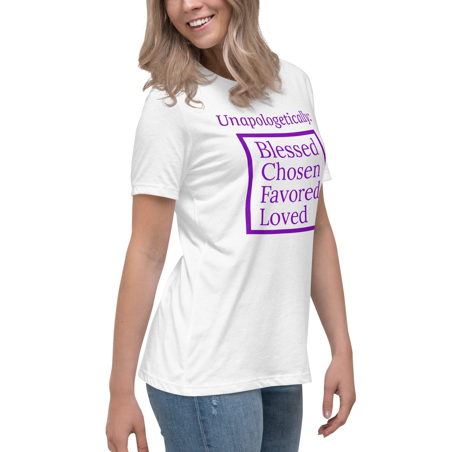 Unapologetic Relaxed Cotton T-Shirt (women) - Purple print
