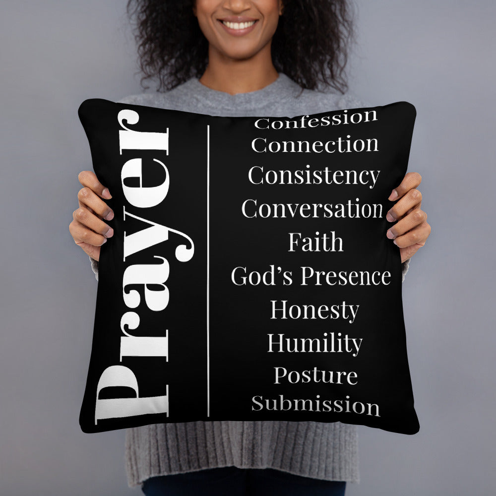 Prayer inspirational square throw pillow - Black/White