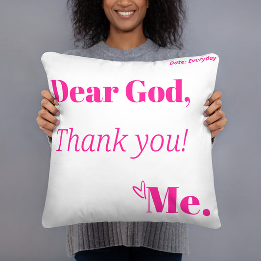 Dear God Square Throw Pillow - White/berry pink