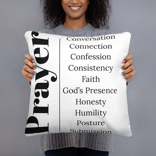 Prayer inspirational square throw pillow - White/Black