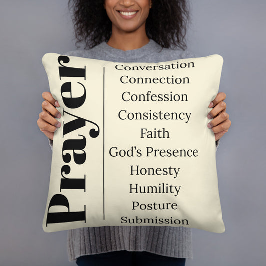Prayer inspirational square throw pillow - Cream/Black