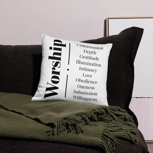 Worship inspirational square throw pillow - White/black