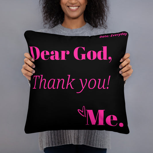 Dear God Square Throw Pillow - Hot Pink/Black