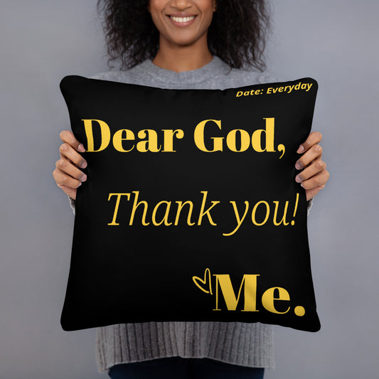 Dear God Square Throw Pillow - Black/Gold