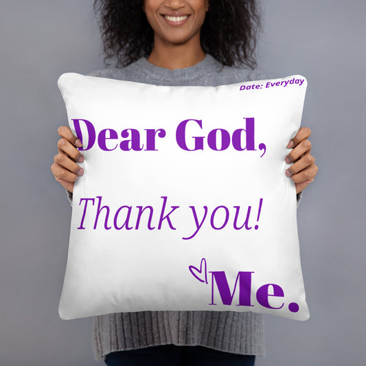 Dear God Square Throw Pillow - White/Purple