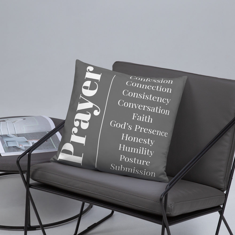 Prayer inspirational square throw pillow - Grey/White