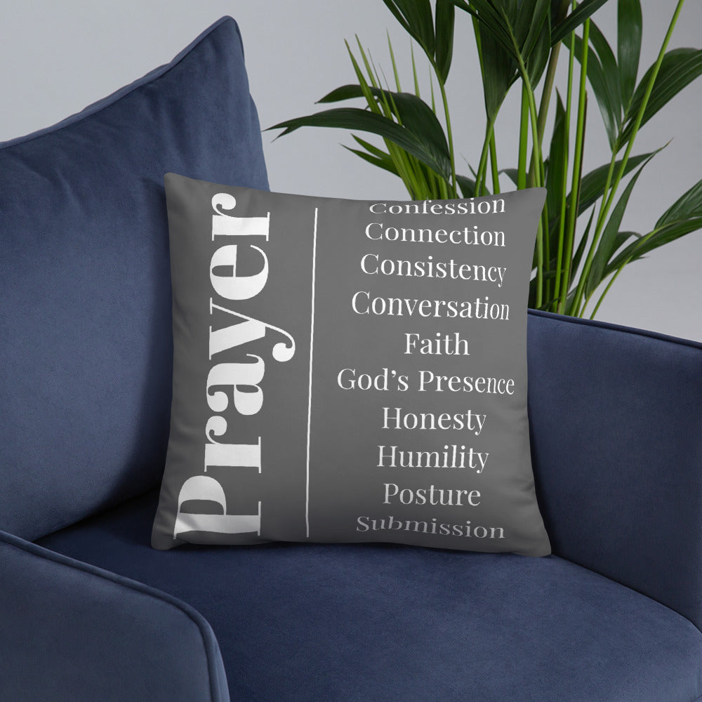 Prayer inspirational square throw pillow - Grey/White