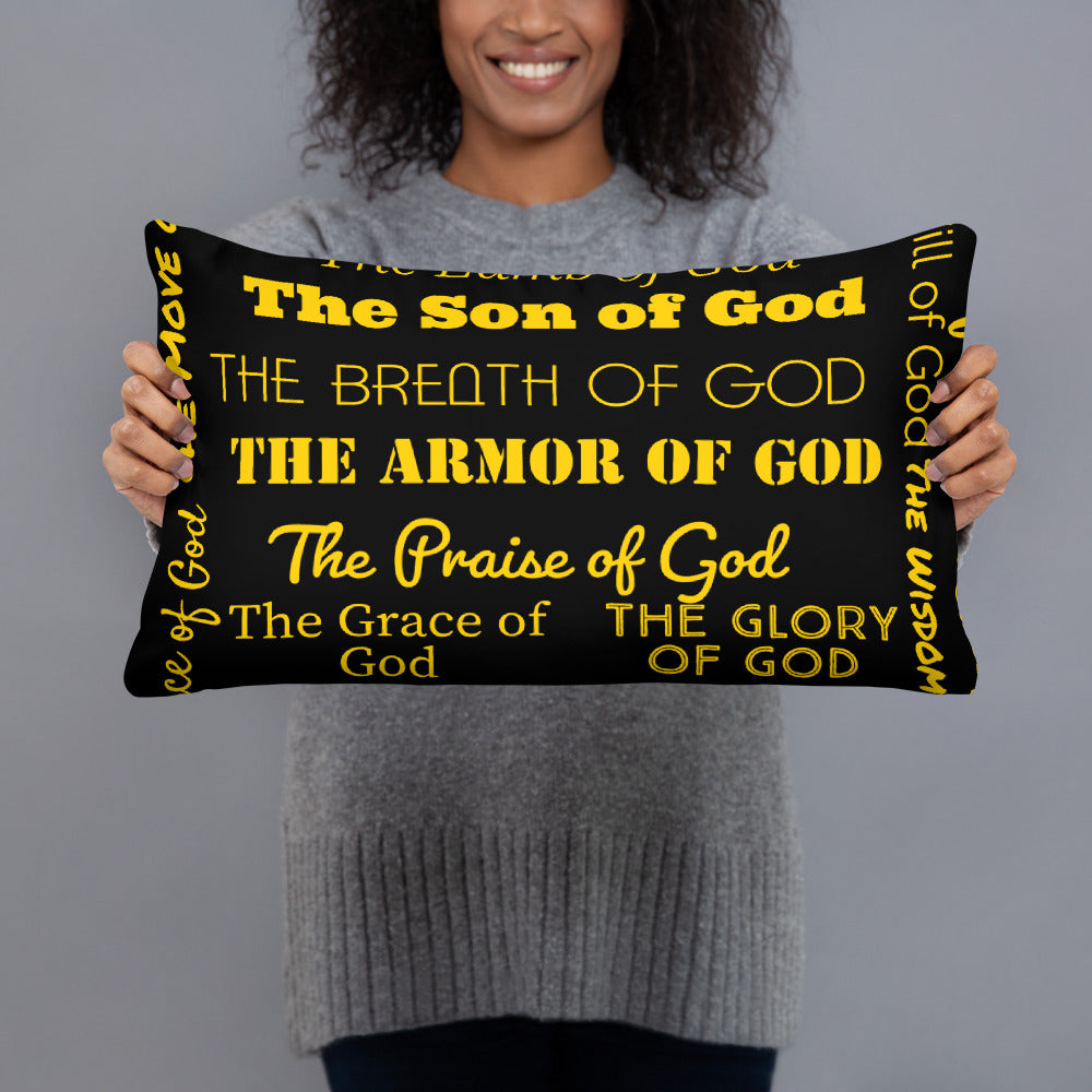 Attributes of God Throw Pillow – Black & Gold | Christian Home Decor