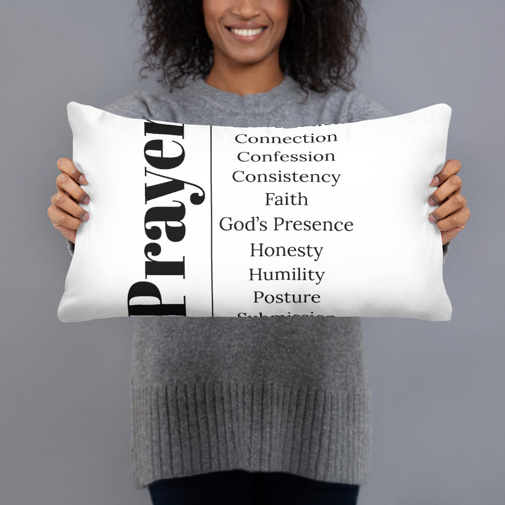 Prayer inspirational square throw pillow - White/Black