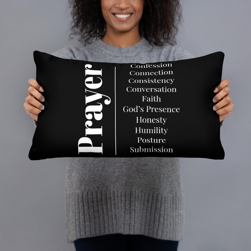 Prayer inspirational square throw pillow - Black/White