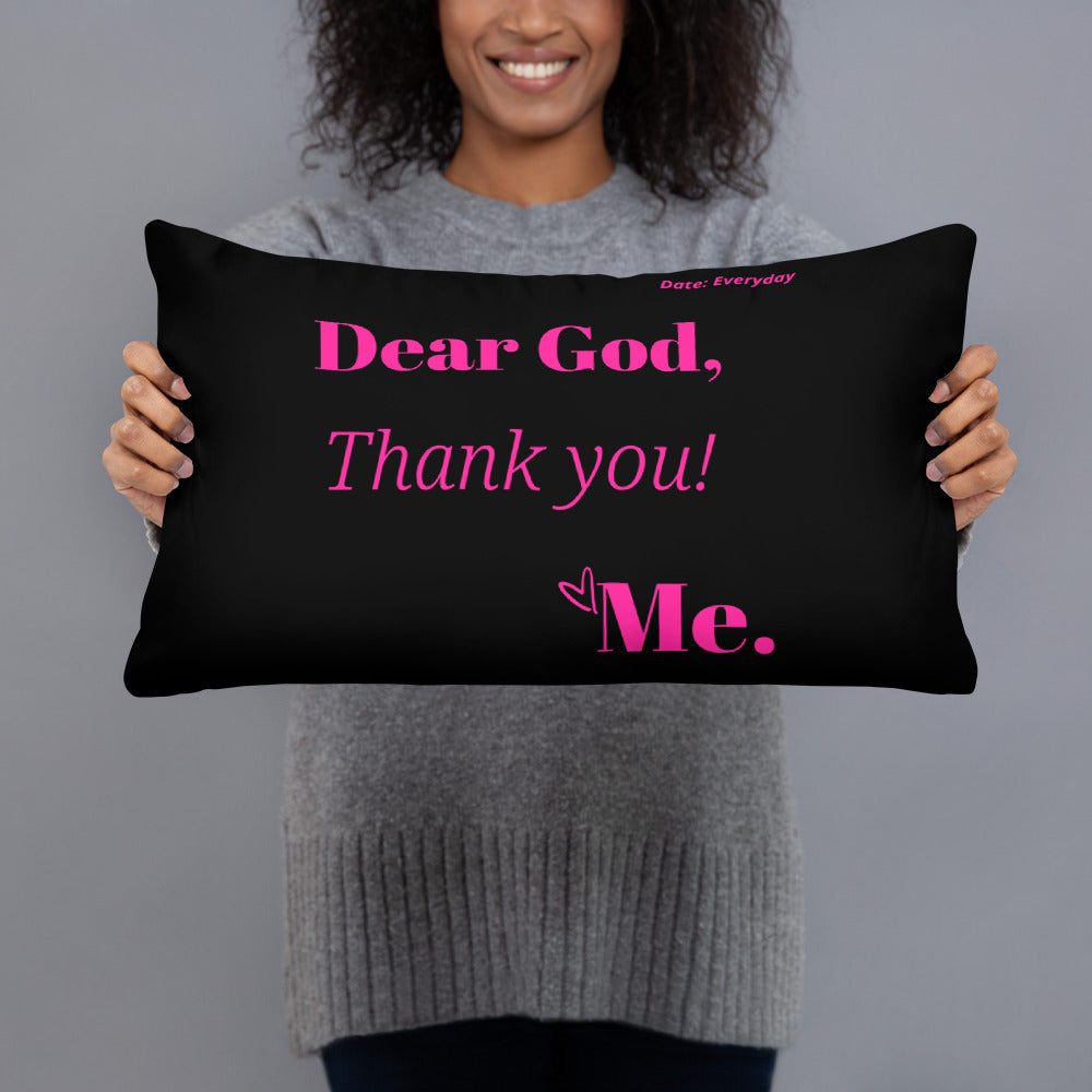 Dear God Square Throw Pillow - Hot Pink/Black