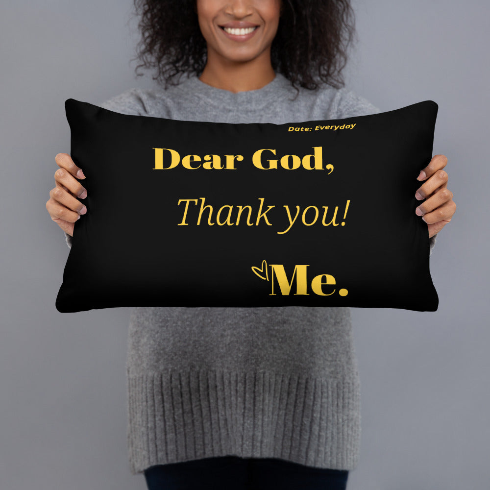 Dear God Square Throw Pillow - Black/Gold