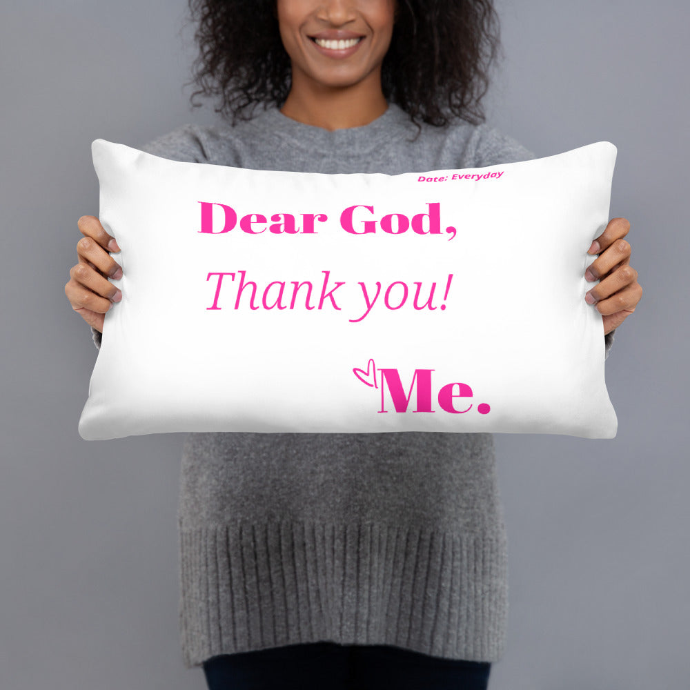 Dear God Square Throw Pillow - White/berry pink