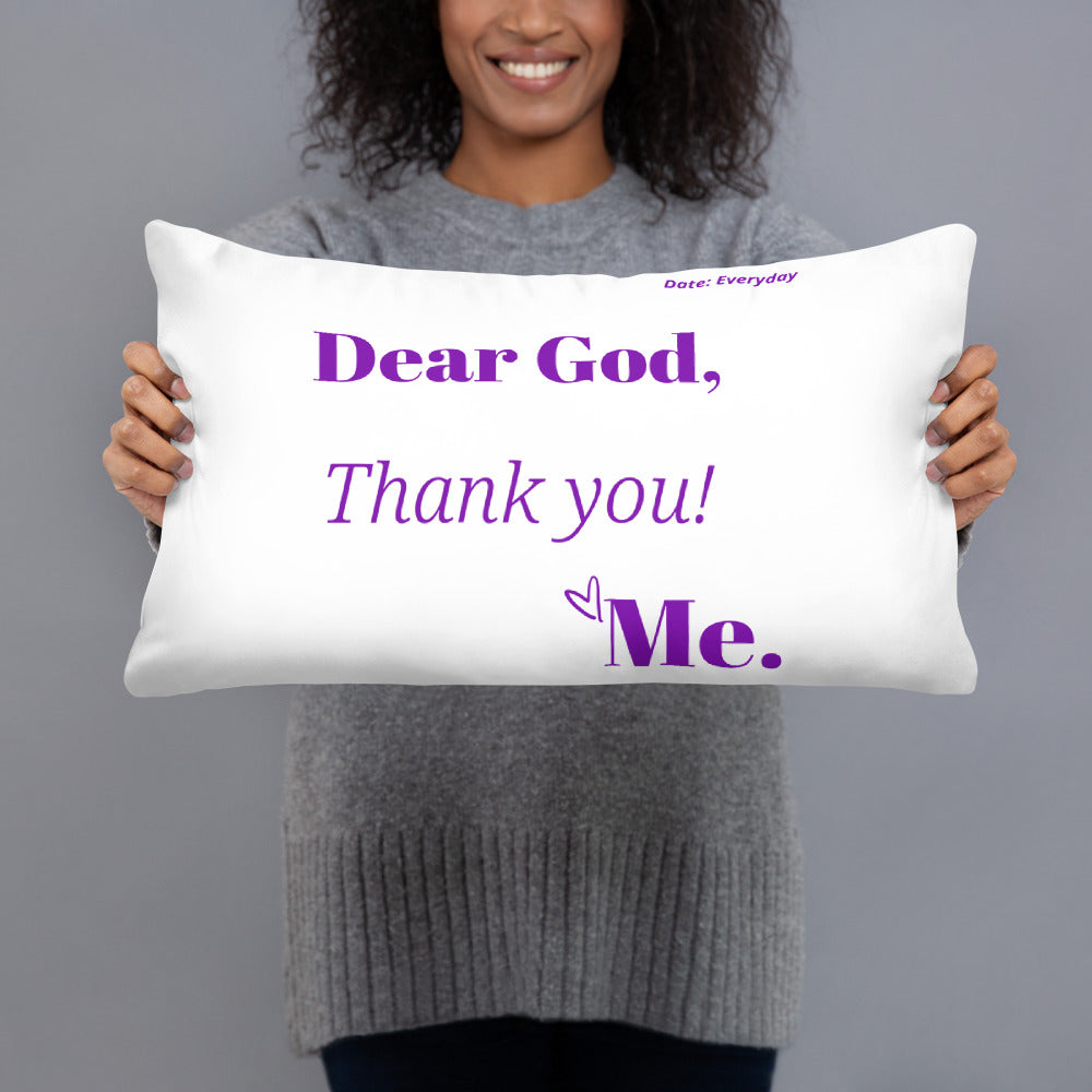 Dear God Square Throw Pillow - White/Purple