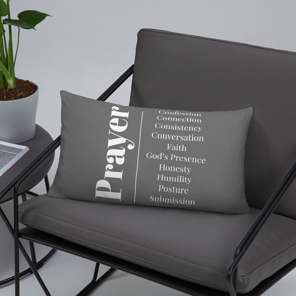Prayer inspirational square throw pillow - Grey/White