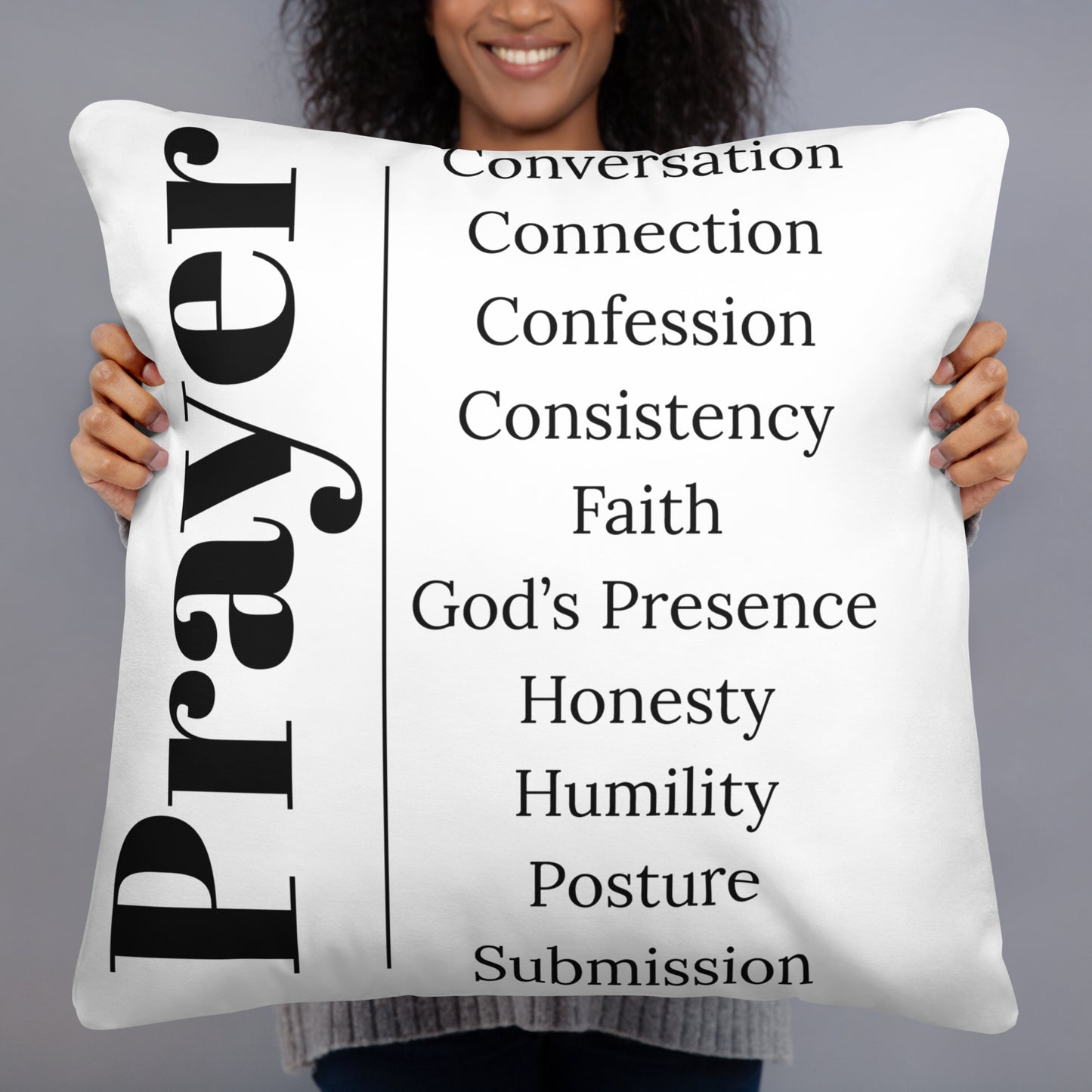 Prayer inspirational square throw pillow - White/Black