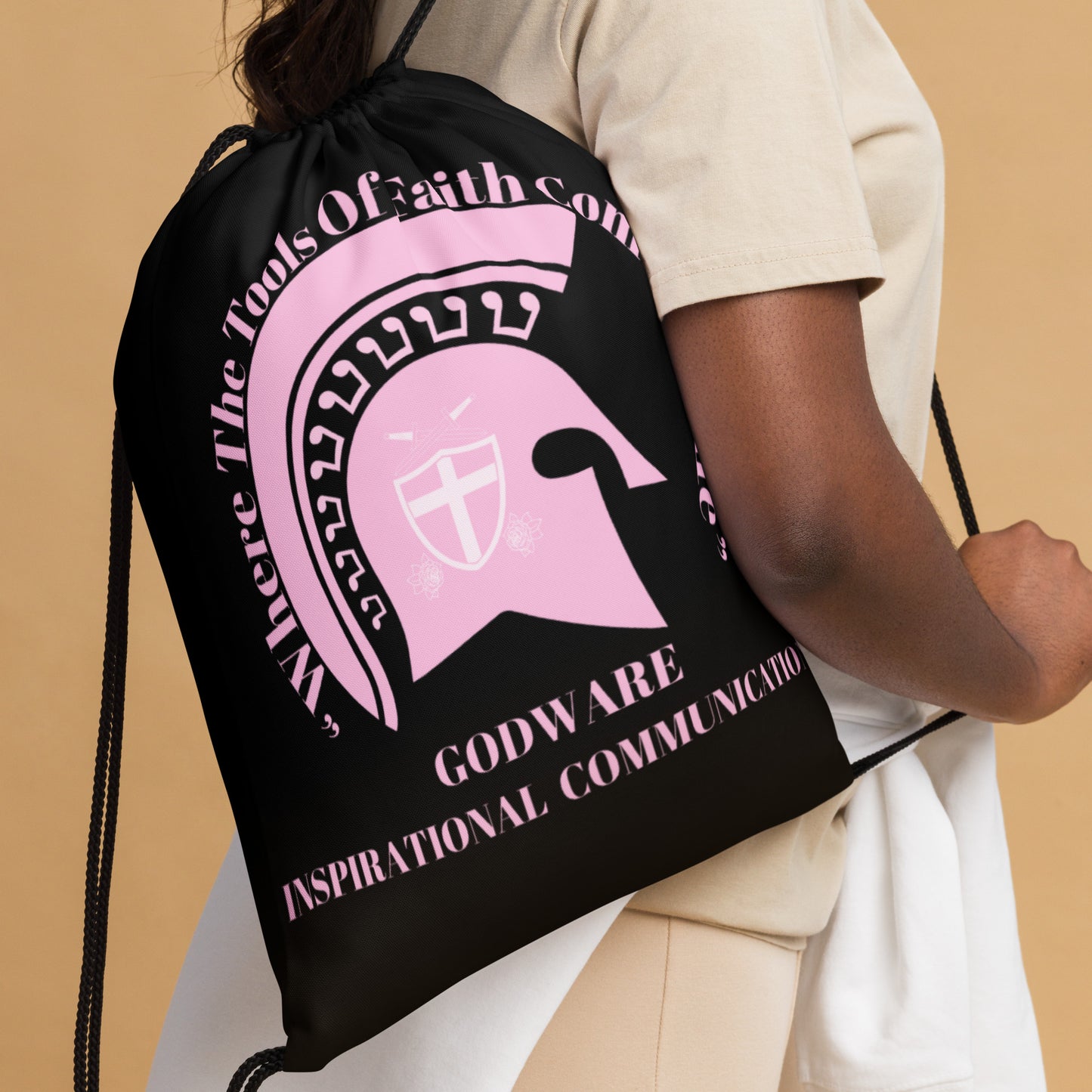 Godware Drawstring bag - Light pink/black