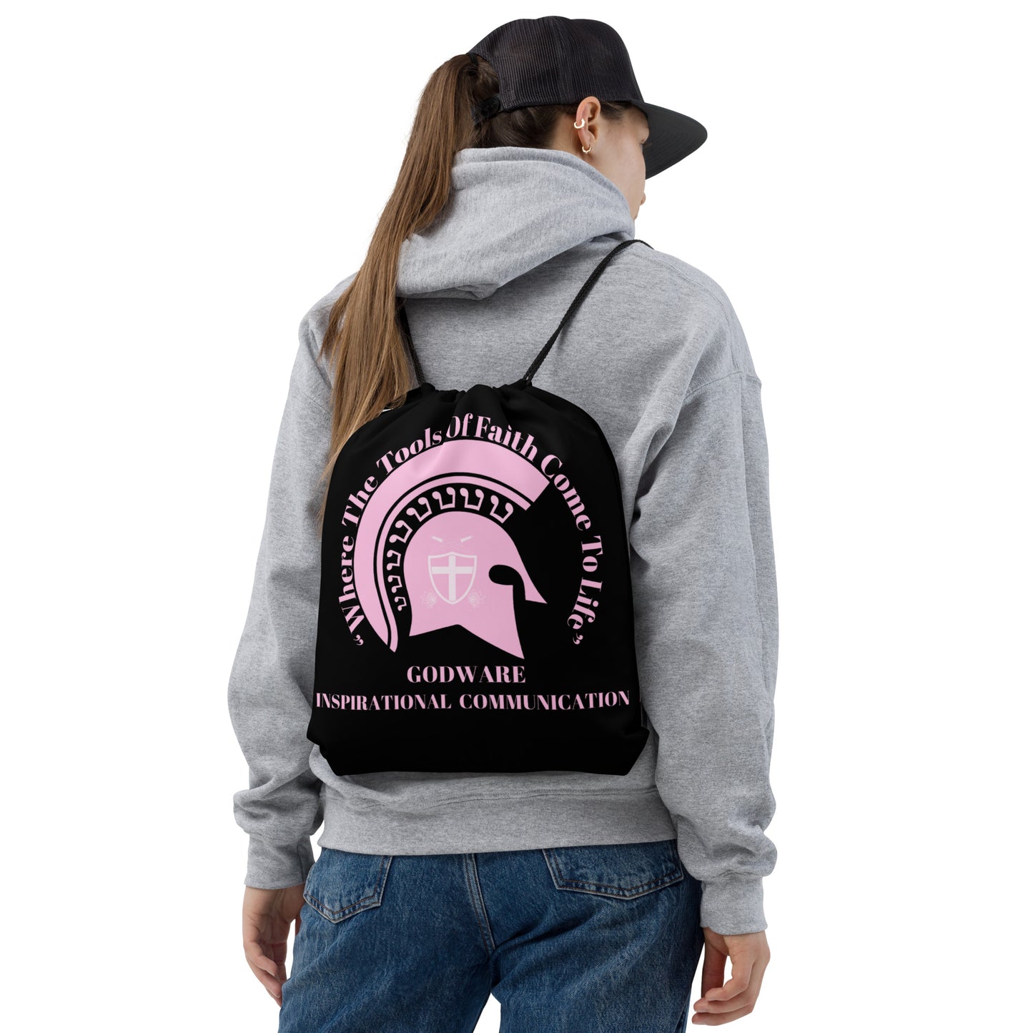 Godware Drawstring bag - Light pink/black