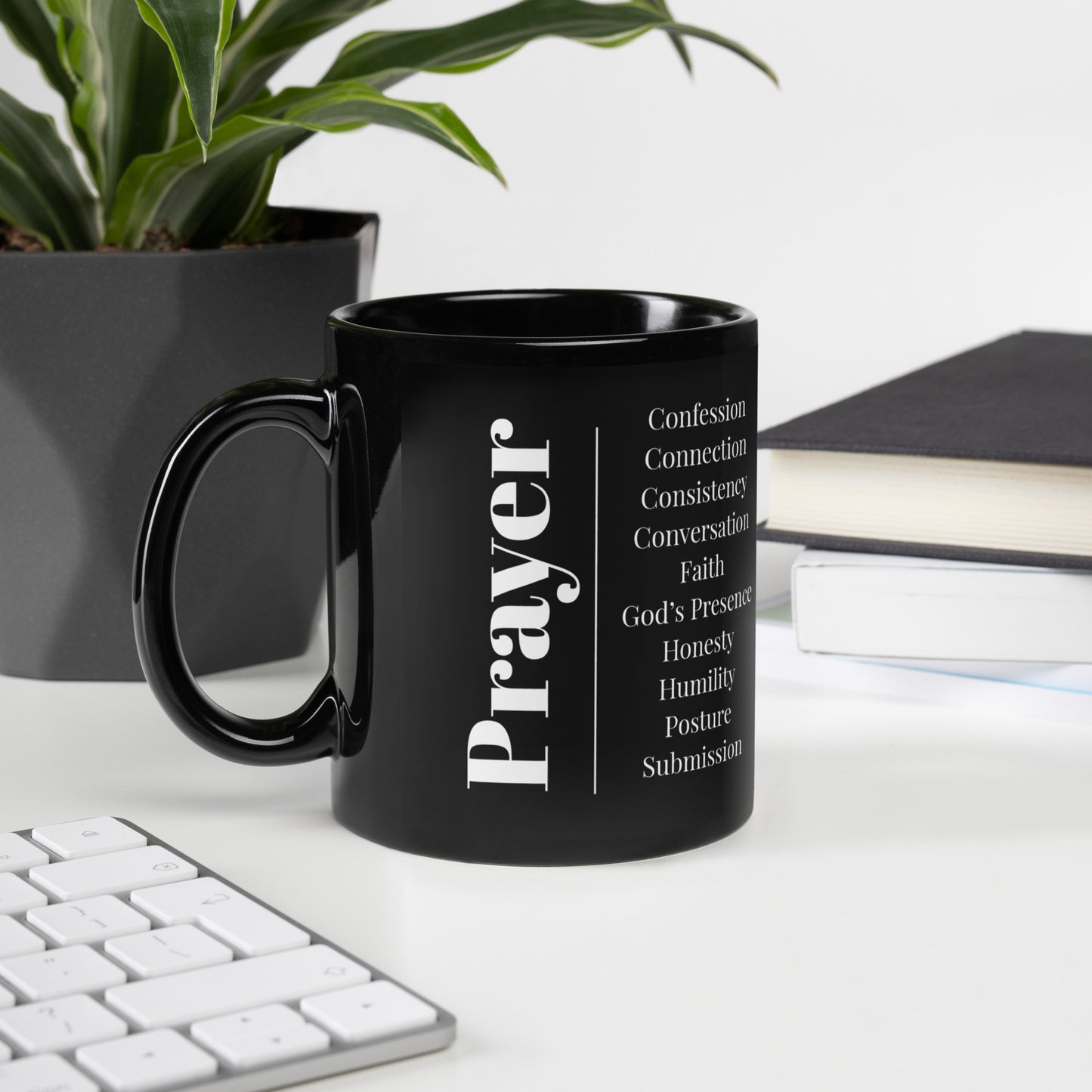Prayer glossy ceramic mug - Black/White