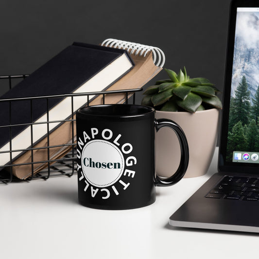 Unapologetically Chosen Black Glossy Mug