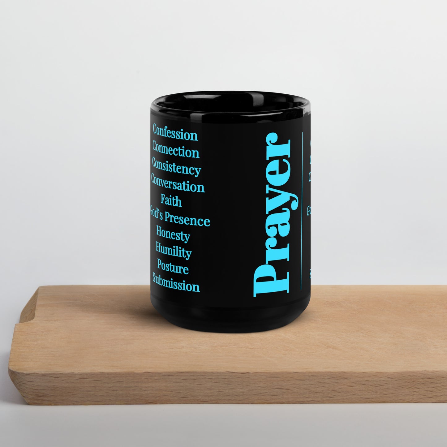 Prayer glossy ceramic mug - Turquoise/Black