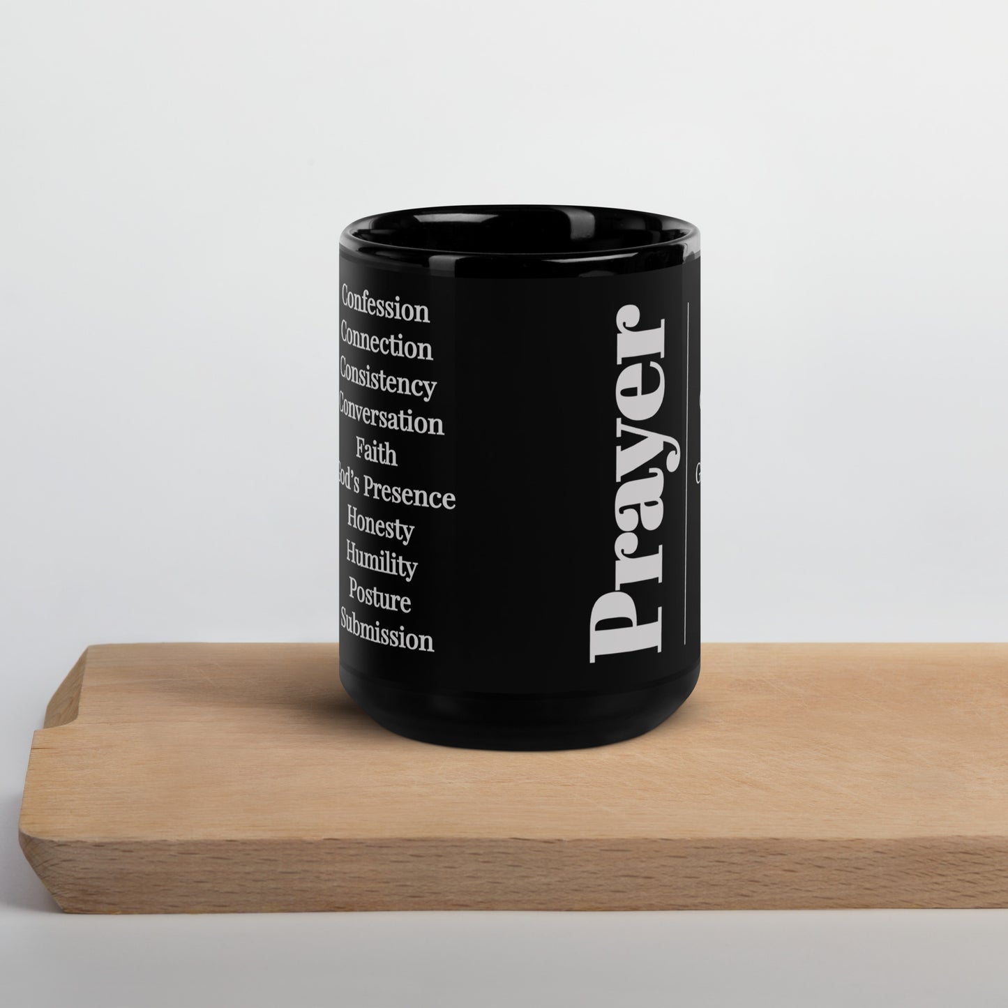 Prayer glossy ceramic mug - Grey/Black