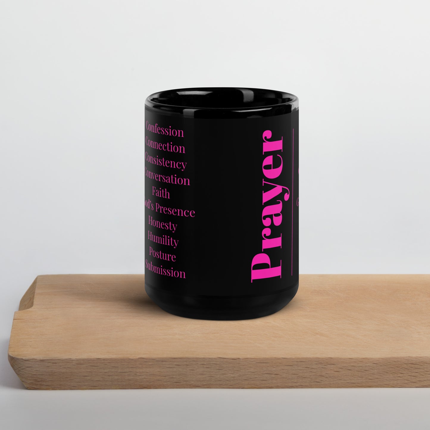 Mug - Prayer glossy ceramic - Pink/Black