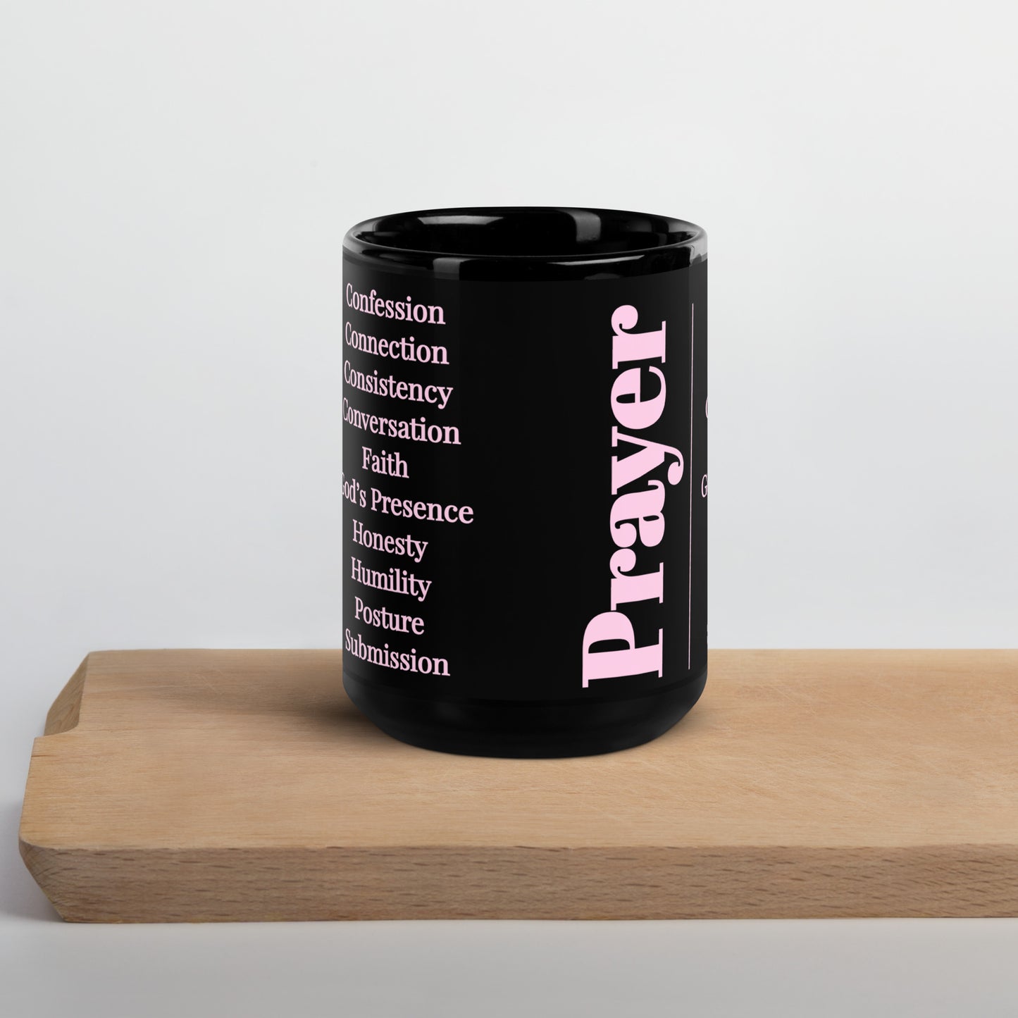 Prayer glossy ceramic mug - Pink/Black
