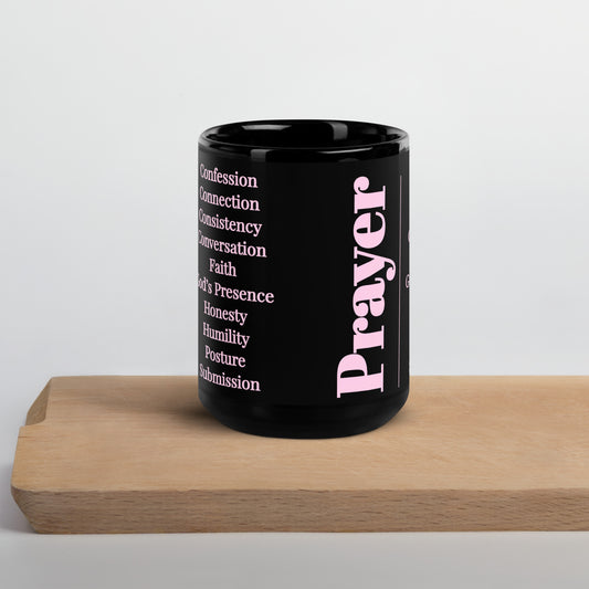 Mug - Prayer, Ceramic, Pink/Black
