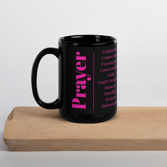 Mug - Prayer glossy ceramic - Pink/Black