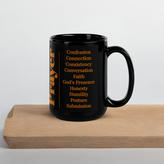 Mug - Prayer glossy ceramic  - Earthtone/Black