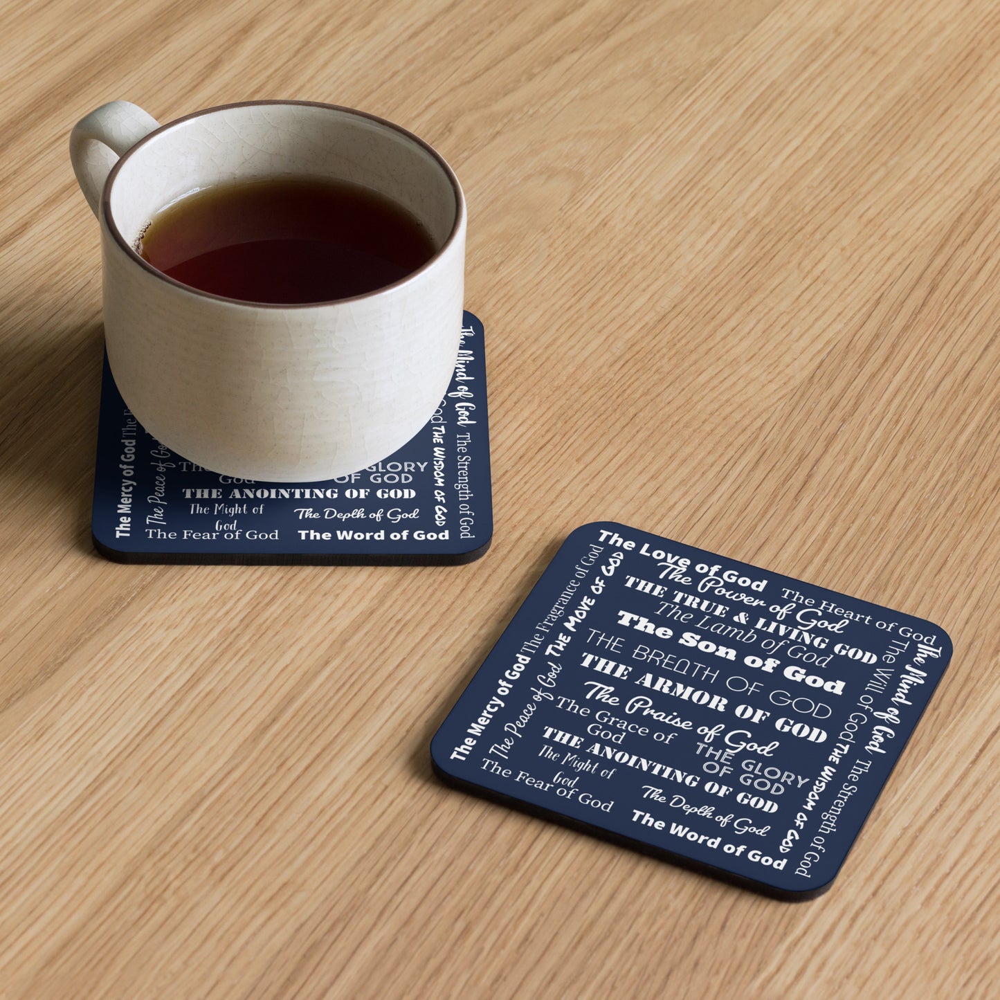 Attributes of God cork back coaster - Navy