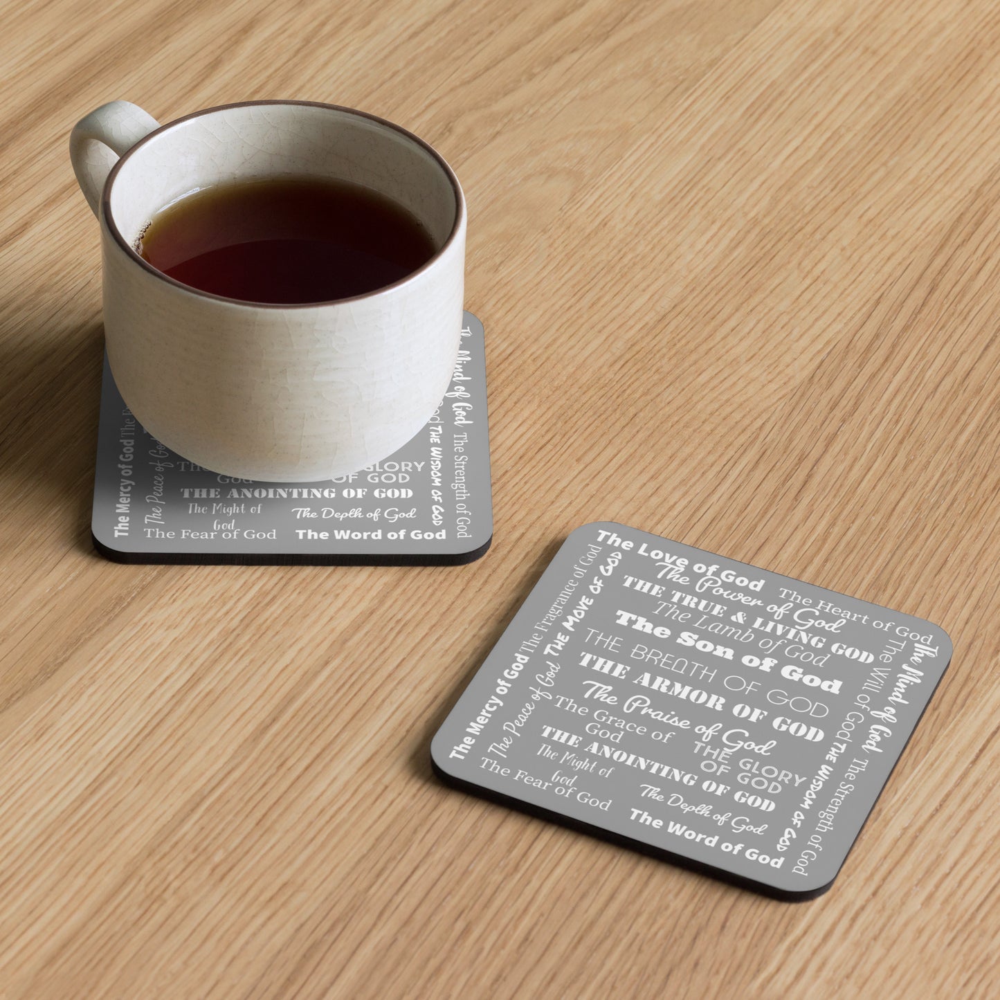 Attributes of God cork back coaster - Grey/White